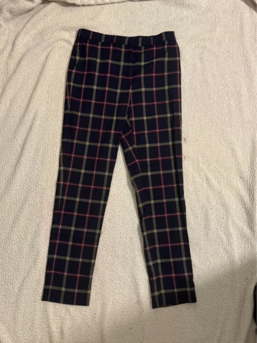 Navy Pants with Square Pattern